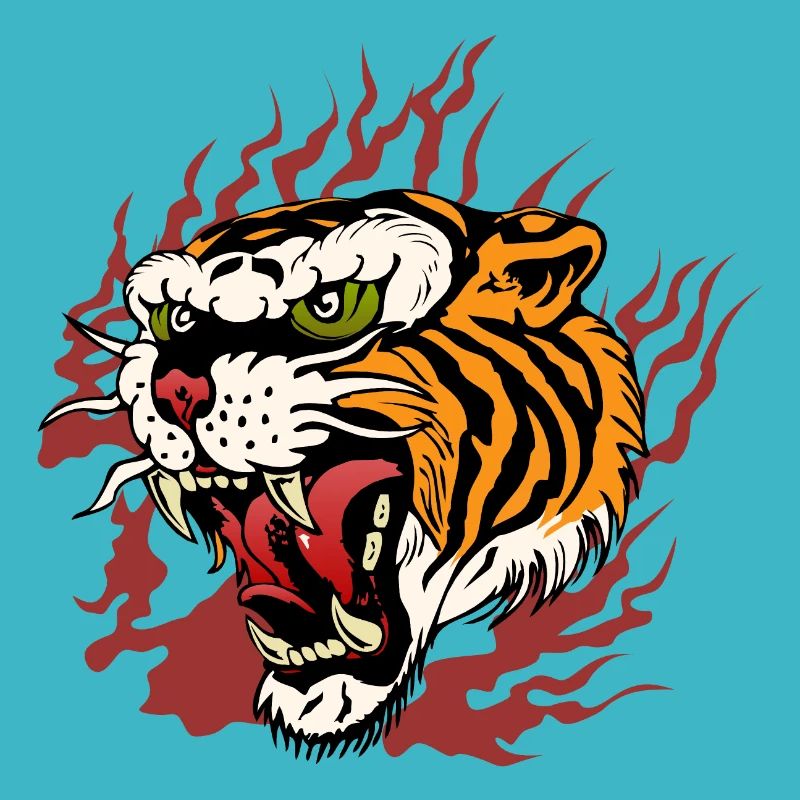 tiger fire flame tattoo tattoo flame roar dessi