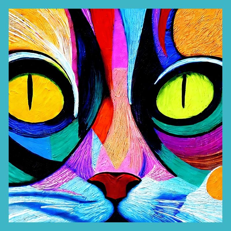 Colourful cat close up, abstract