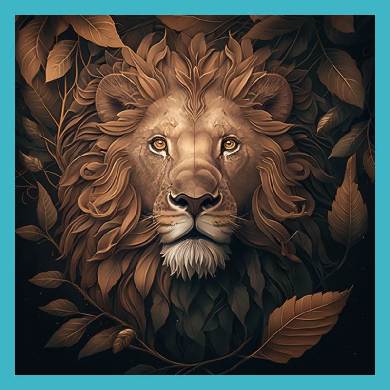 Roi lion feuilles