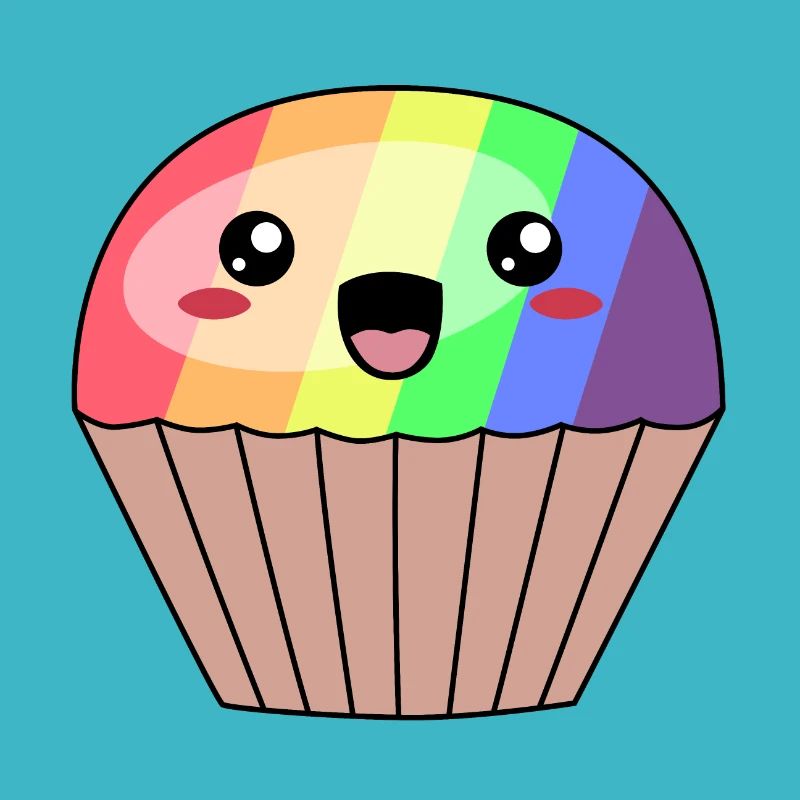 süßer Regenbogen Muffin