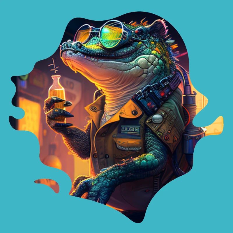 Krokodil-Mecha im Steampunk-Cyborg-Stil
