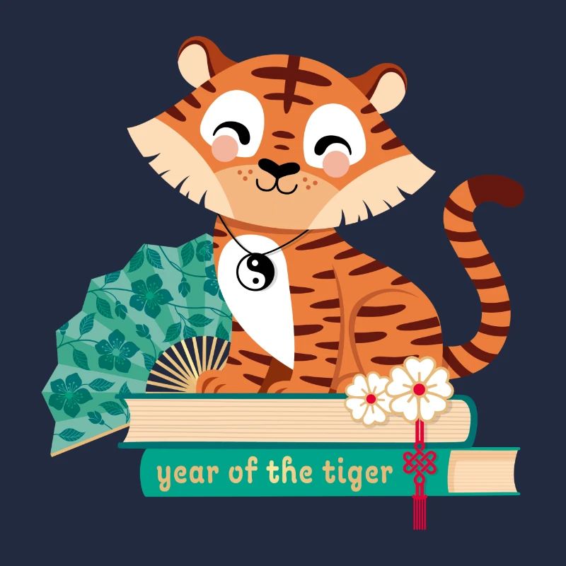 Tiger on stack of books