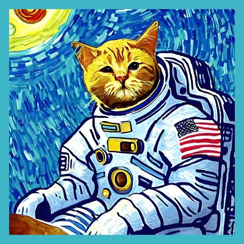 Chat astronaute Van gogh