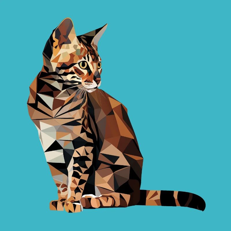 Bengal-Katze im Polygonstil – Geometrisch