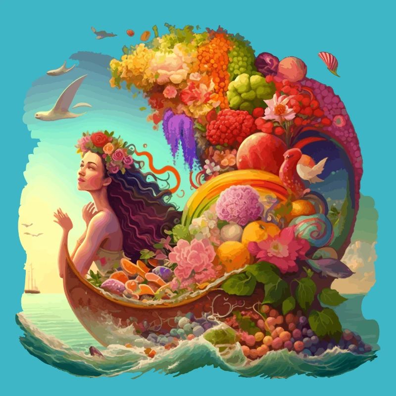 Mermaid in the fruit boat gift