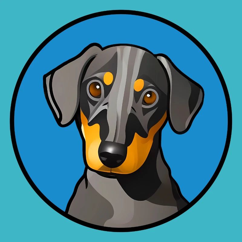 Dachshund Design graphique jaune gris dans cercle bleu