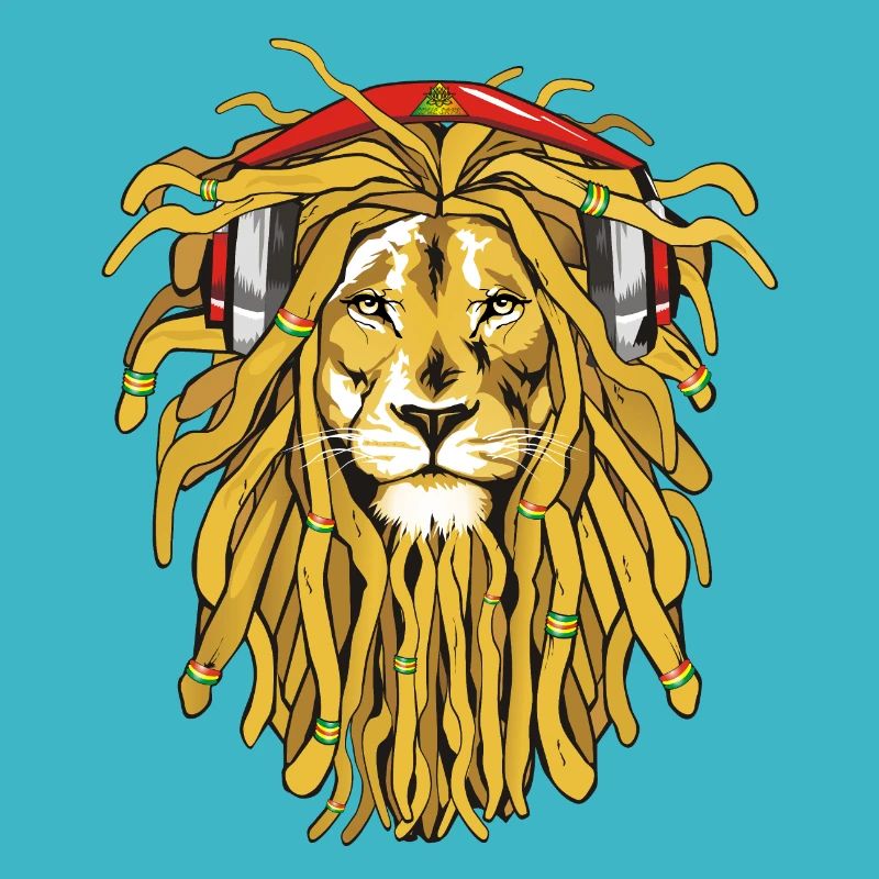 Rasta Lion mit Kopfhörern