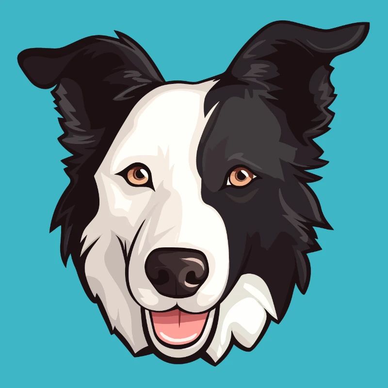 Border Collie Head Comic Cartoon Dog Breed