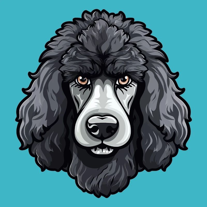 Groß Pudel Kopf Hund Comic Cartoon Stil Design