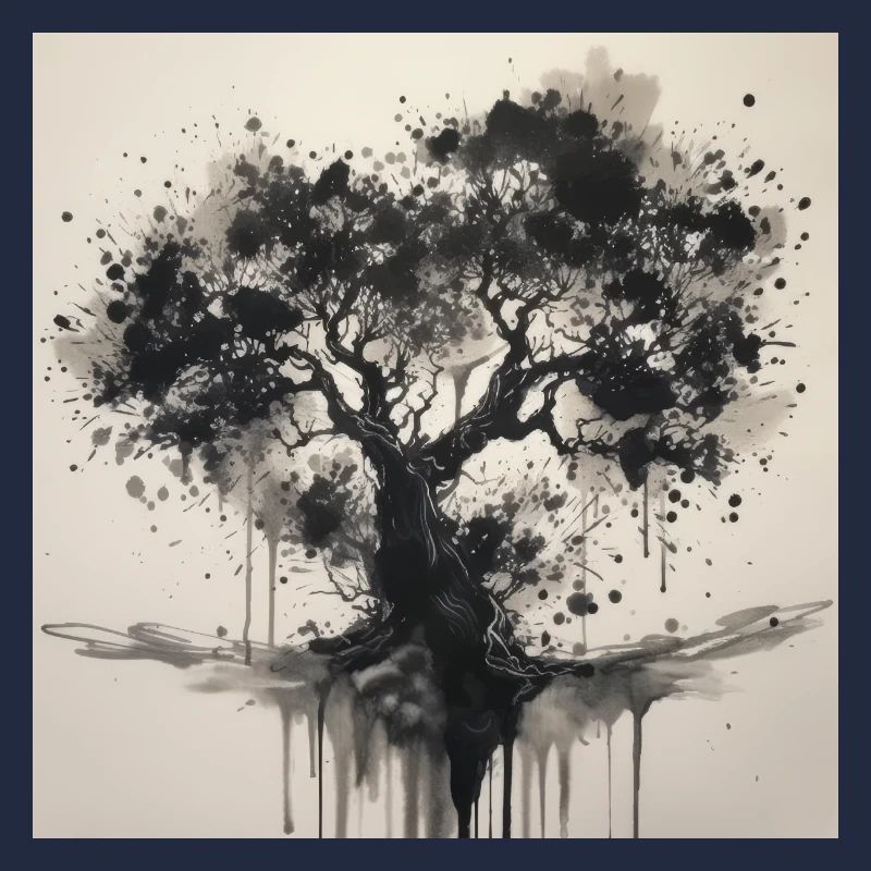 Black tree in watercolor style