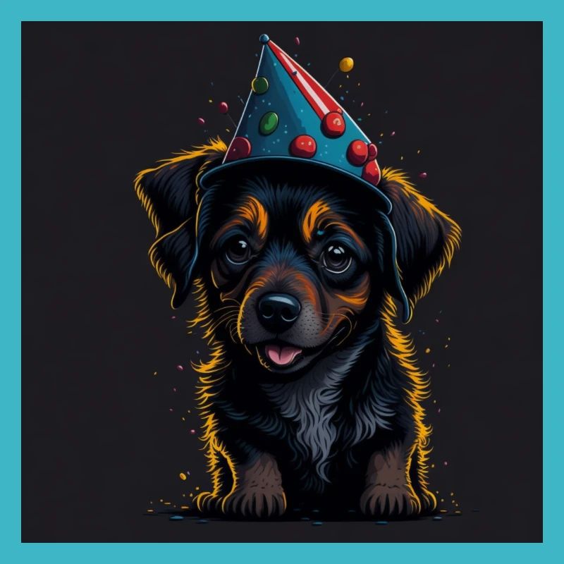 Chien avec chapeau d’anniversaire