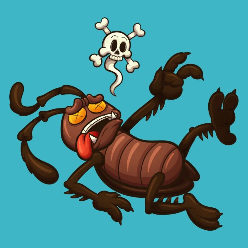 Cafard de dessin animé mort