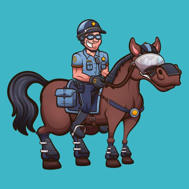 Dessin animé policier à cheval