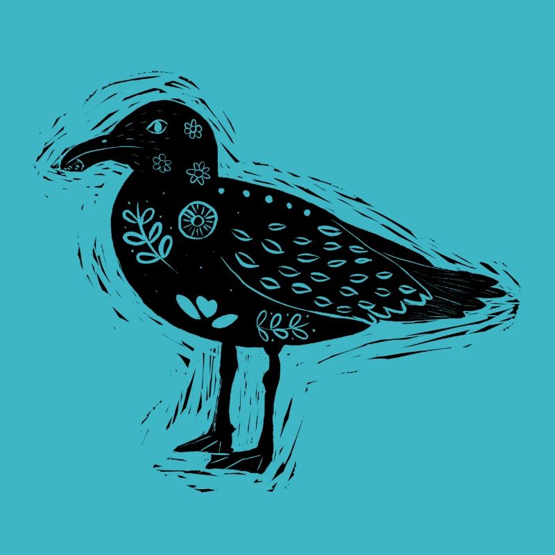Style d’impression Seagull block. Noir