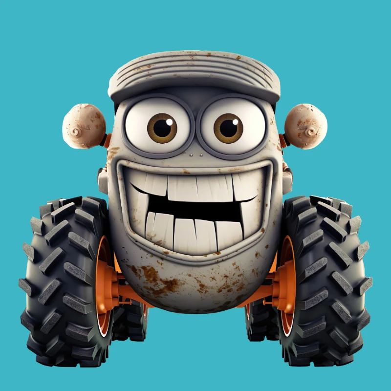 Tractor with funny face