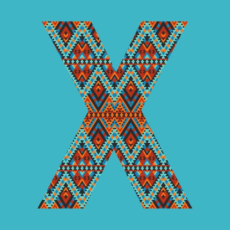 Letter X- boho design, Colorful monogram