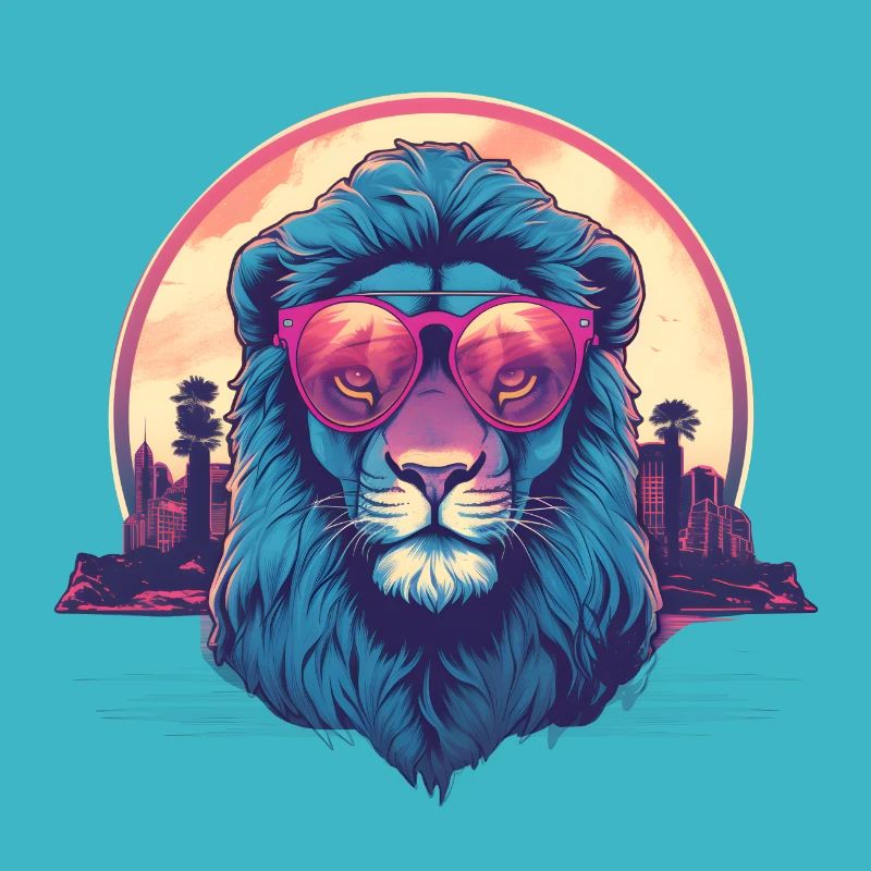 Synthwave Lion Sunset
