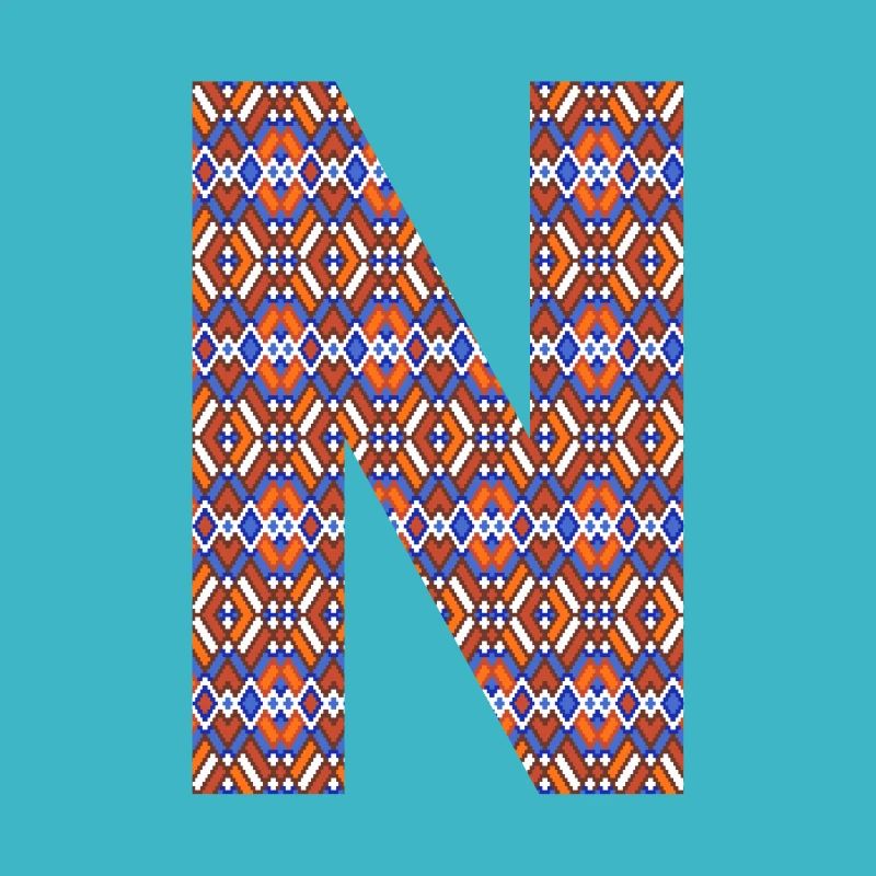 Monogram Letter N- geometric pattern