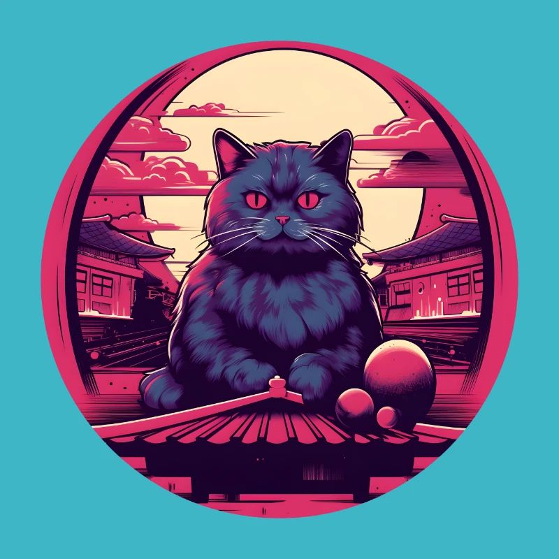 Synthwave japan Cat