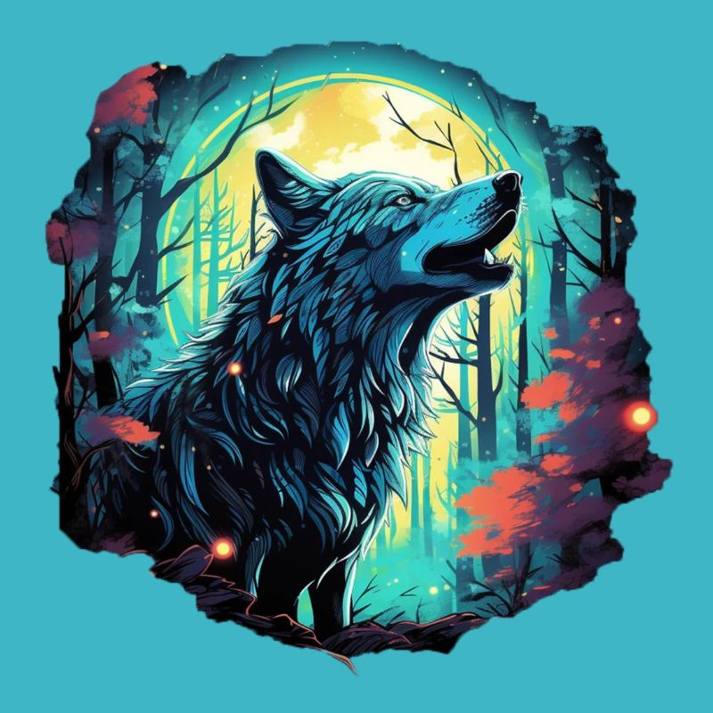 Epic wolf at full moon