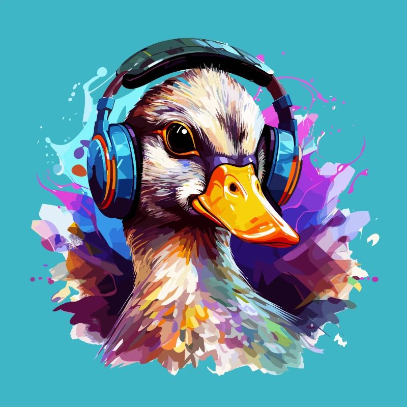 Funky Ente mit Kopfhörer Graffiti-Style