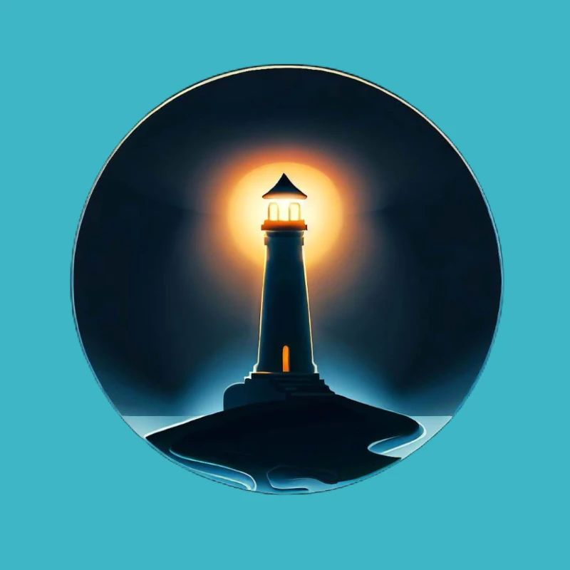 Lighthouse shining at night