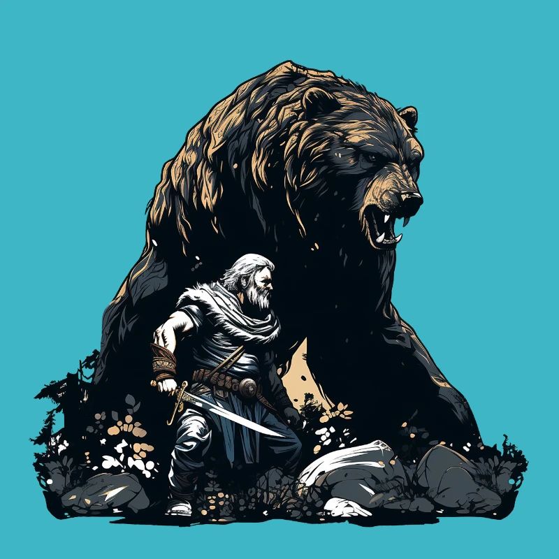 Vikings with a huge bear
