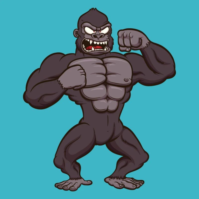 Angry Gorilla Beating His Chest