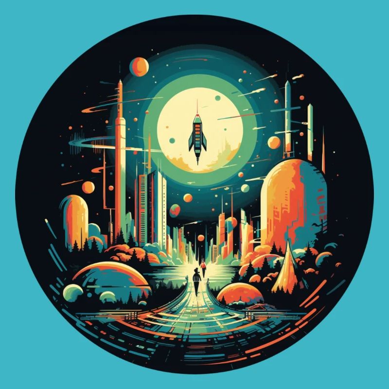 Lancement de fusée dans un style de dessin animé rétro