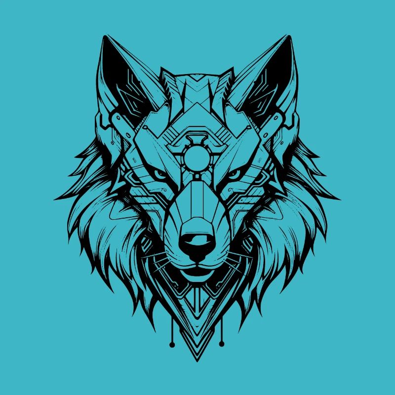 Cyber Sigilism Wolf Tattoo Design