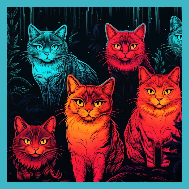 Neon neon style cat pattern