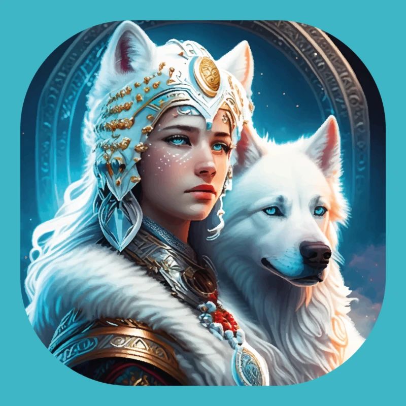 futuristisches Design: Wikingerprinzessin mit Hund