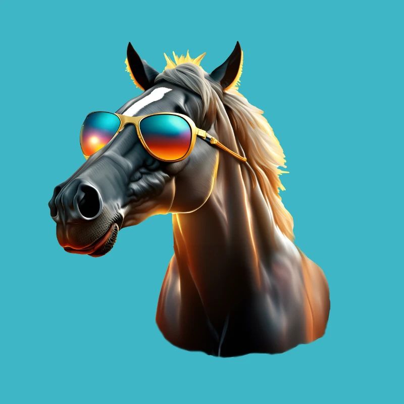 Cooles Pferd mit Sonnenbrille