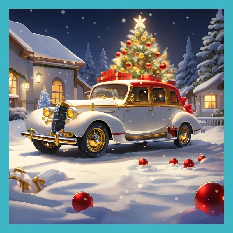 OLDTIMER IM SCHNEE ZU WEIHNACHTEN