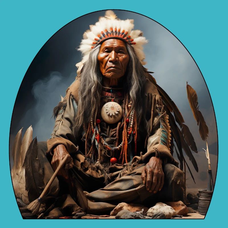 Chef indien avec coiffe de plumes