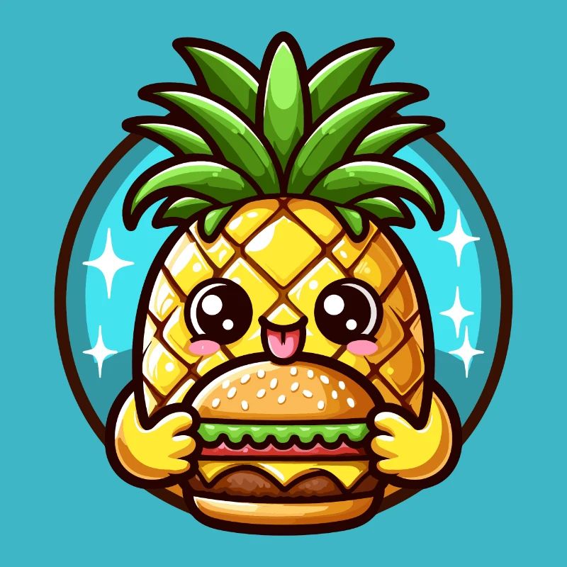 Süße Ananas isst einen Burger