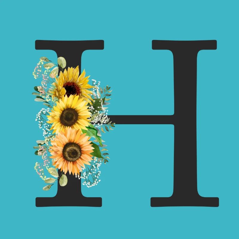H Monogram Sunflowers
