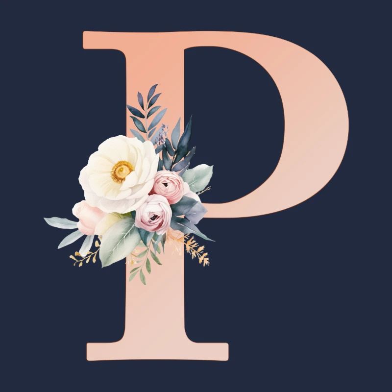 P monogramme, Floral, Boho