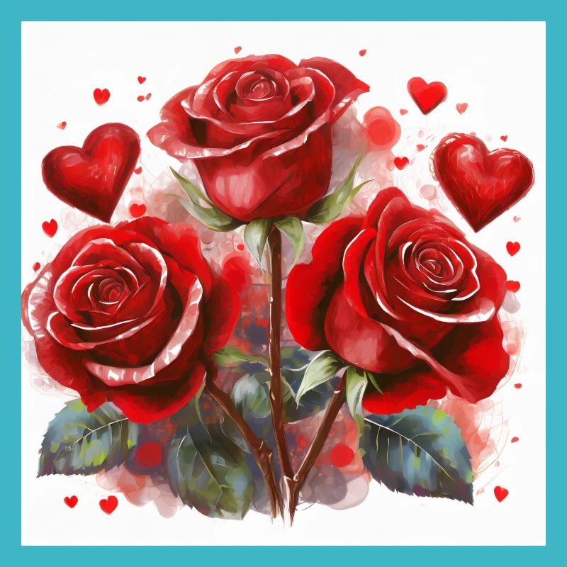 Red Roses with Hearts