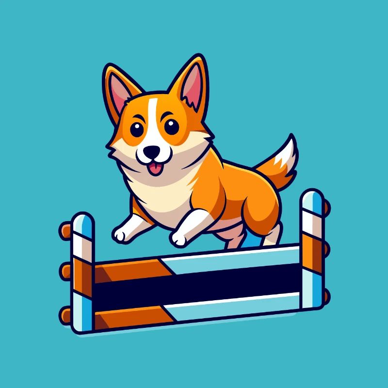 Determined Corgi Agility Course Art