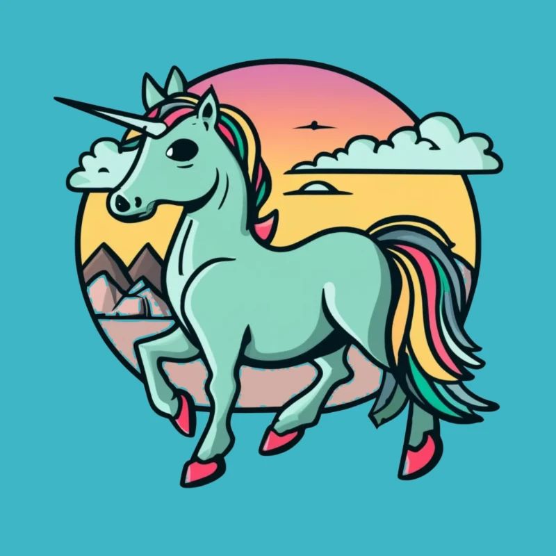 Smaragdgrünes Einhorn am Himmel
