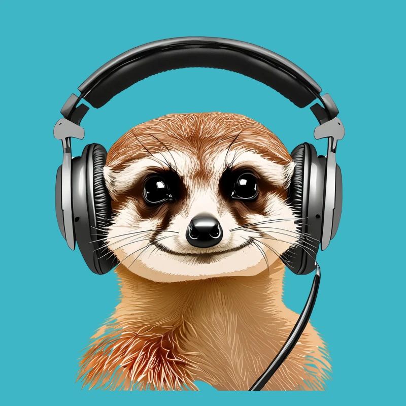 Erdmännchen mit Headset (realistisch)