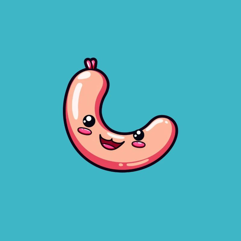 Fröhliche Wurst mit Gesicht süß