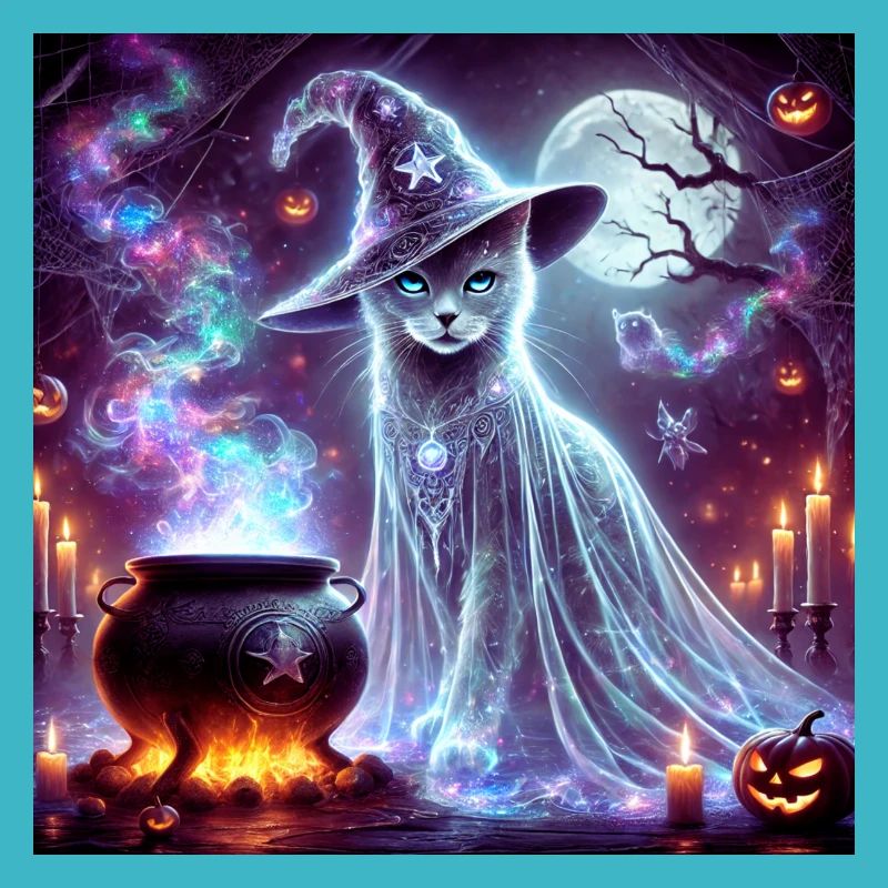 Mysterious Wizard Ghost Cat
