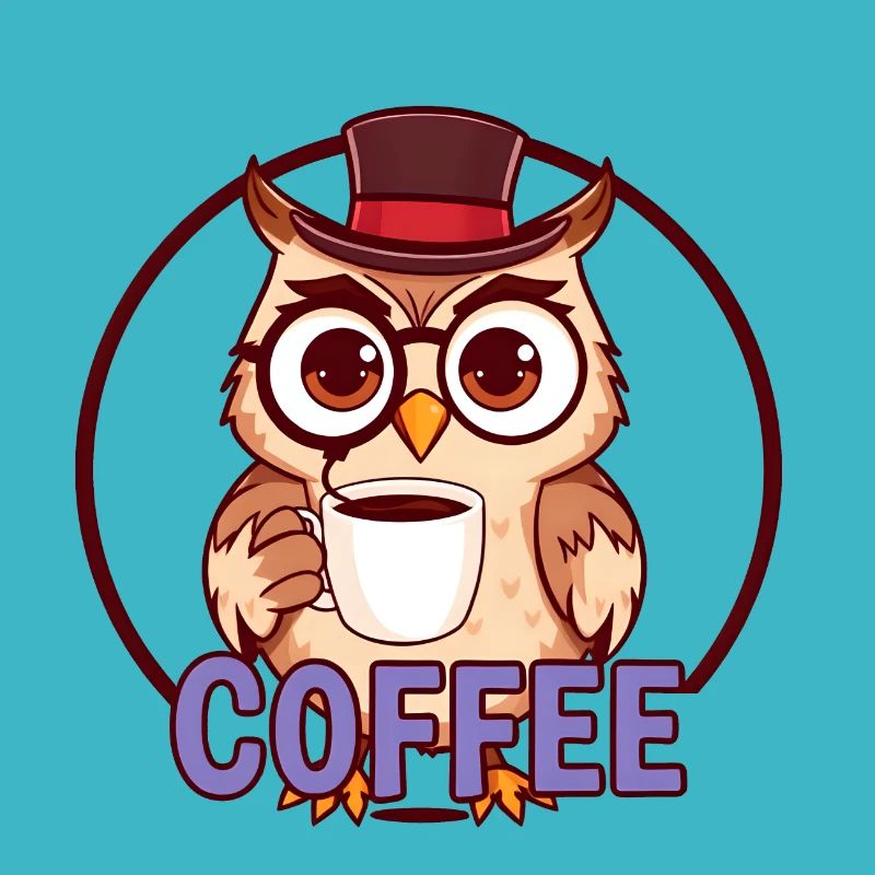 Entzückende Eule Kaffee Liebhaber Illustration