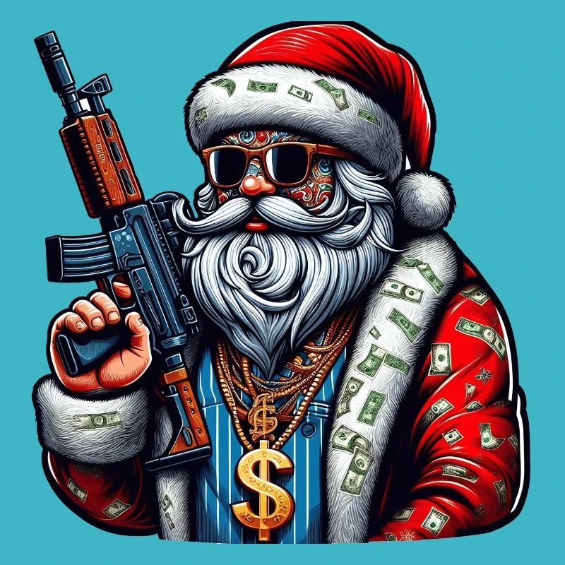 Weihnachtsmann mit AK 47