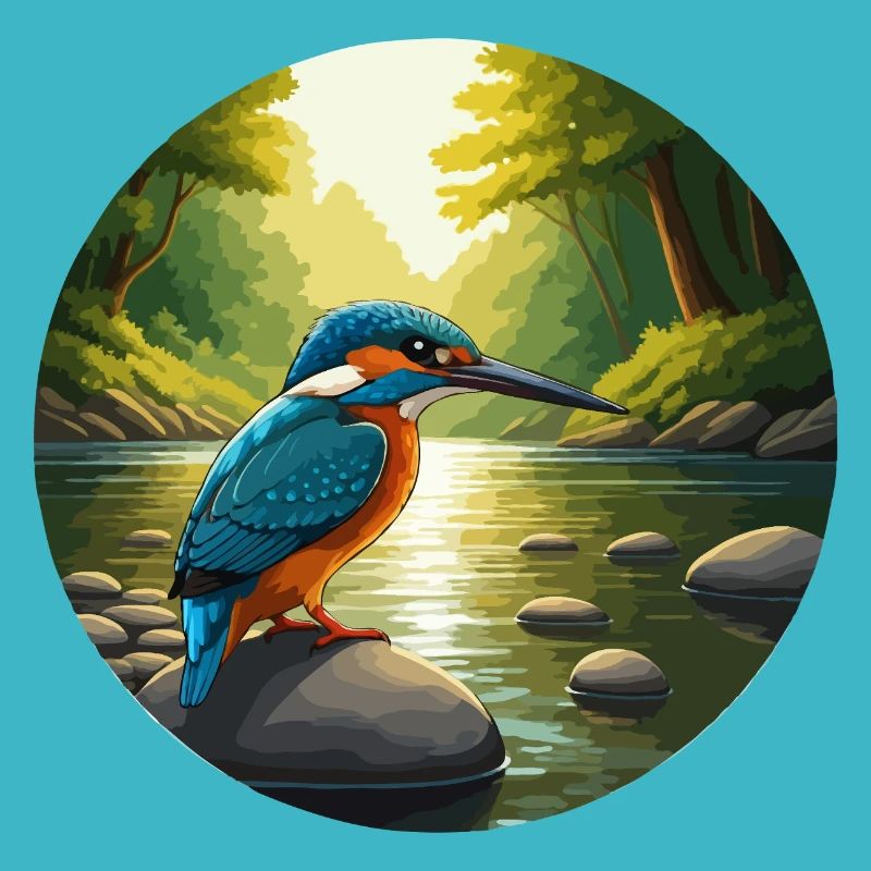 Eisvogel sitzt am Bach