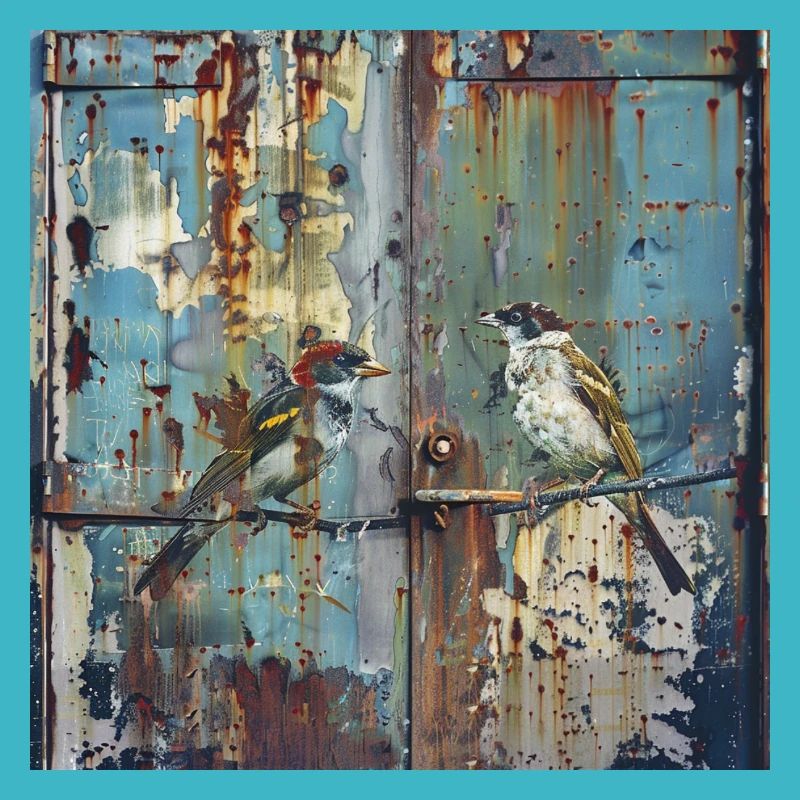 Graffiti Songbirds Rust Metal Container Urban