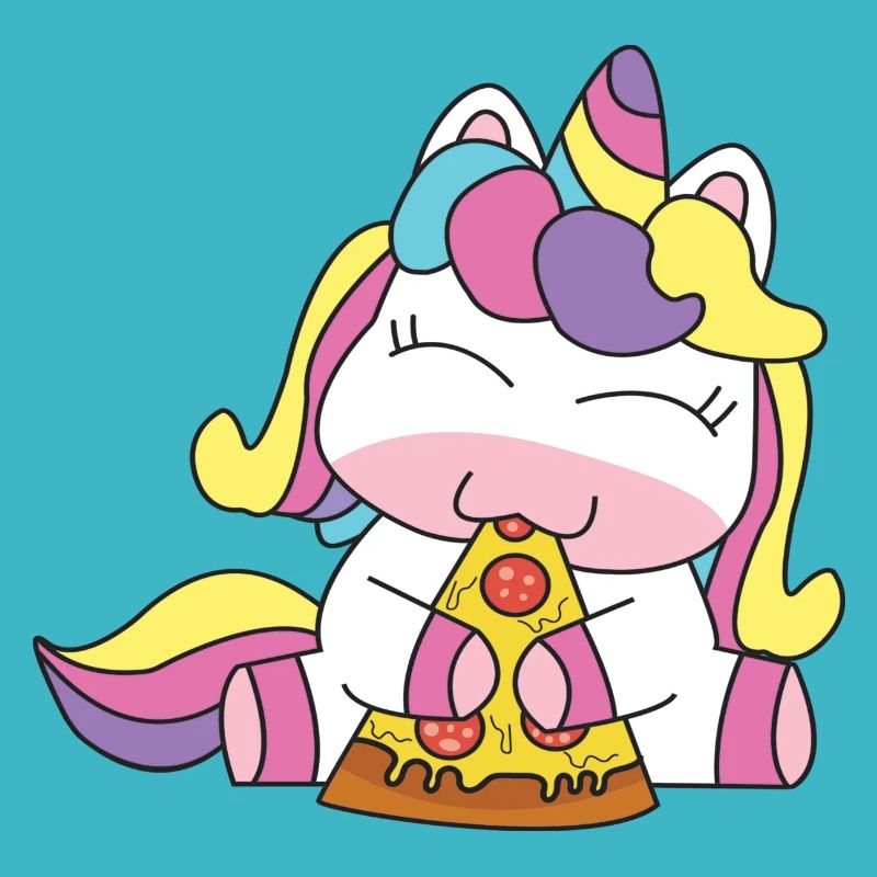 Licorne mangeant la pizza