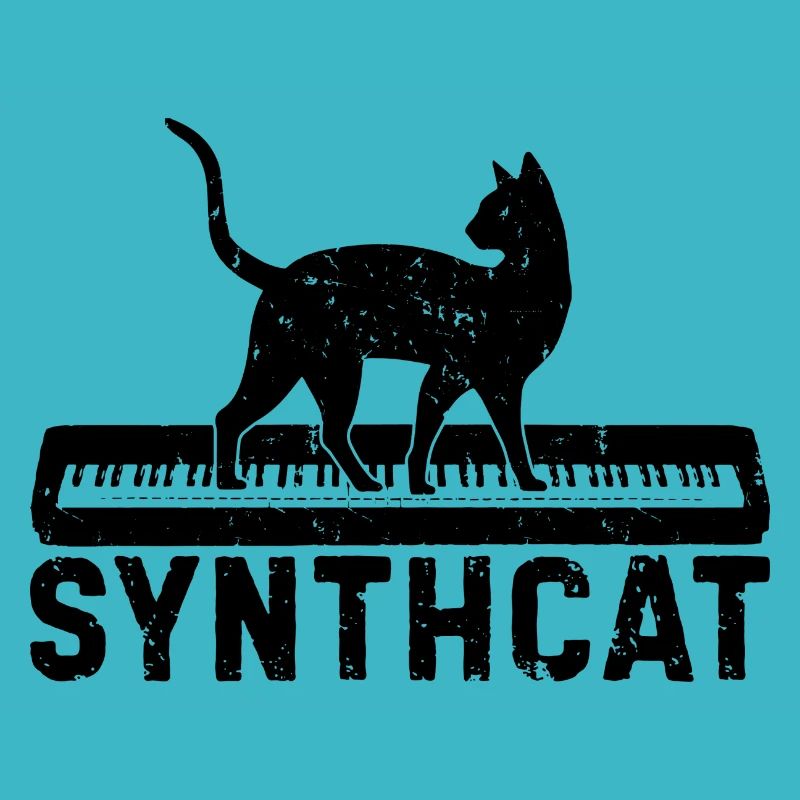 Synthcat Synthesizer Musician Keyboard Gift